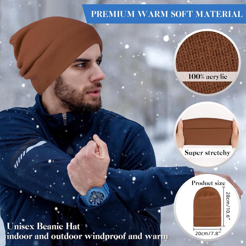 lucdnc Beanies for Men Women 2 Pack Fall Winter Men's Hats Unisex Warm Knit Skullies Beanies Soft Ski Caps - Image 2